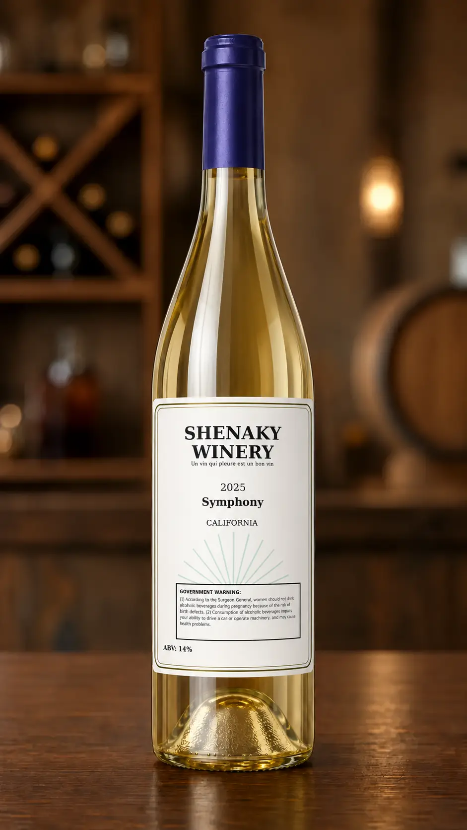 Shenaky Winery 2025 Symphony bottle